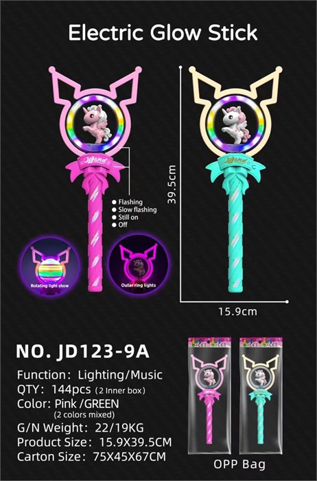 Палочка неон светящийся и музыкальная единорог 10182