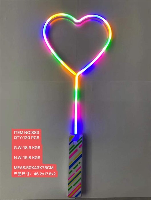 Палочка неон сердечко радужный 10053